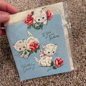 Vintage Kitten Birthday Greeting Card